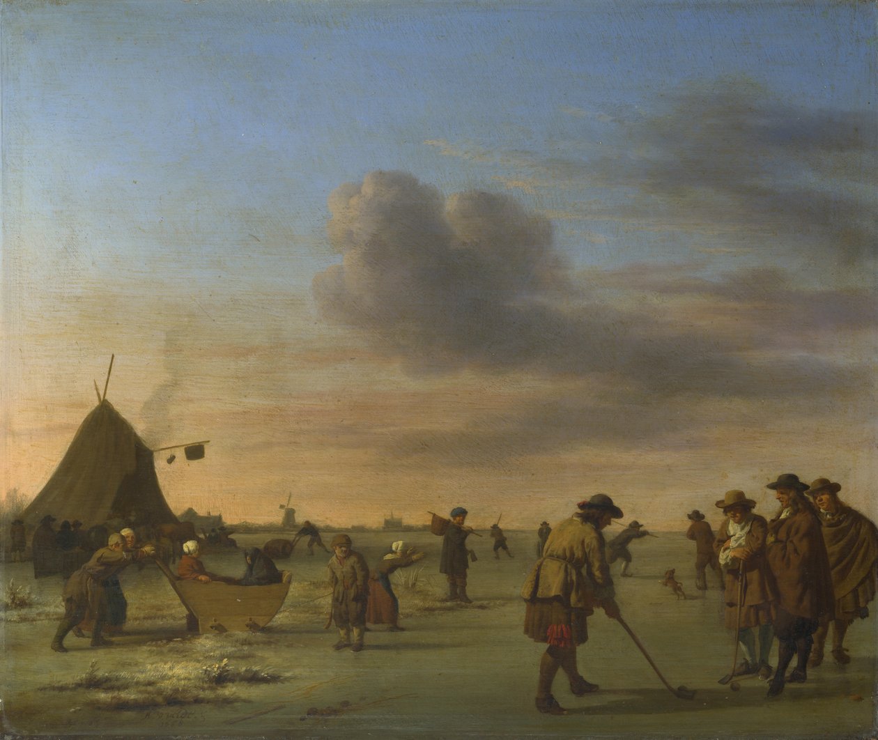 Golfaajia jäällä lähellä Haarlemia tekijältä Adriaen van de Velde