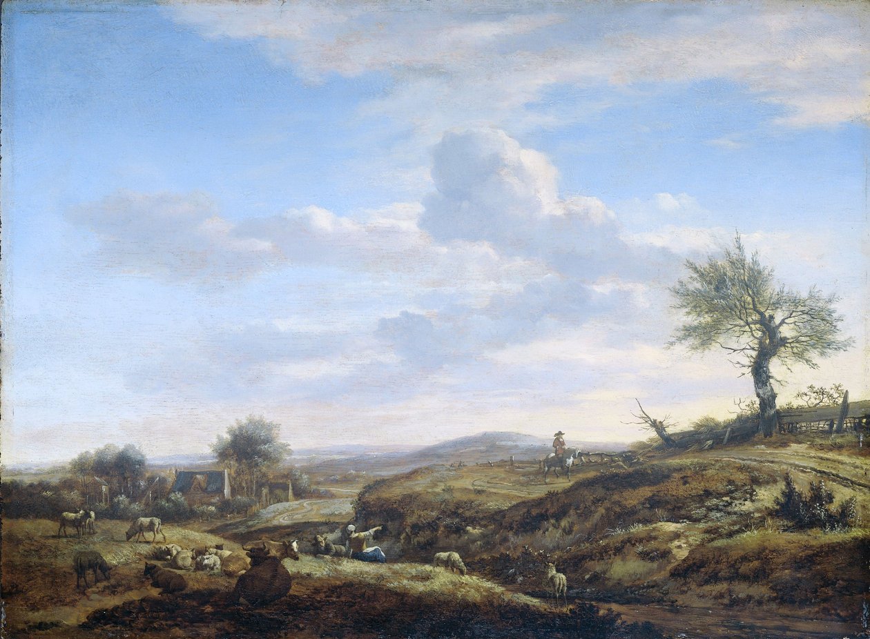 Kumpuileva maisema ja korkea tie, 1660-70 tekijältä Adriaen van de Velde