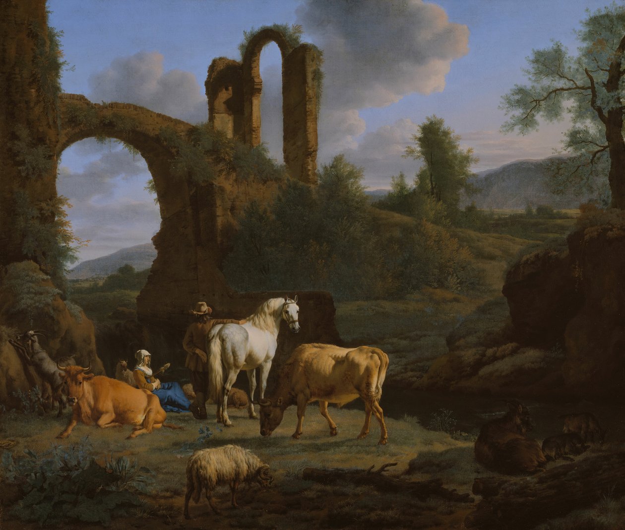 Pastoraalinen maisema raunioilla, 1664. tekijältä Adriaen van de Velde