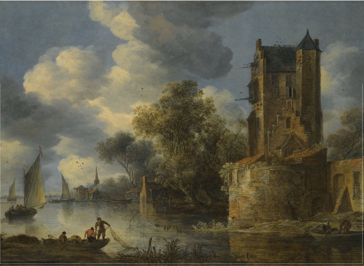 Jokimaisema bastionin kanssa tekijältä Adriaen van der Cabel
