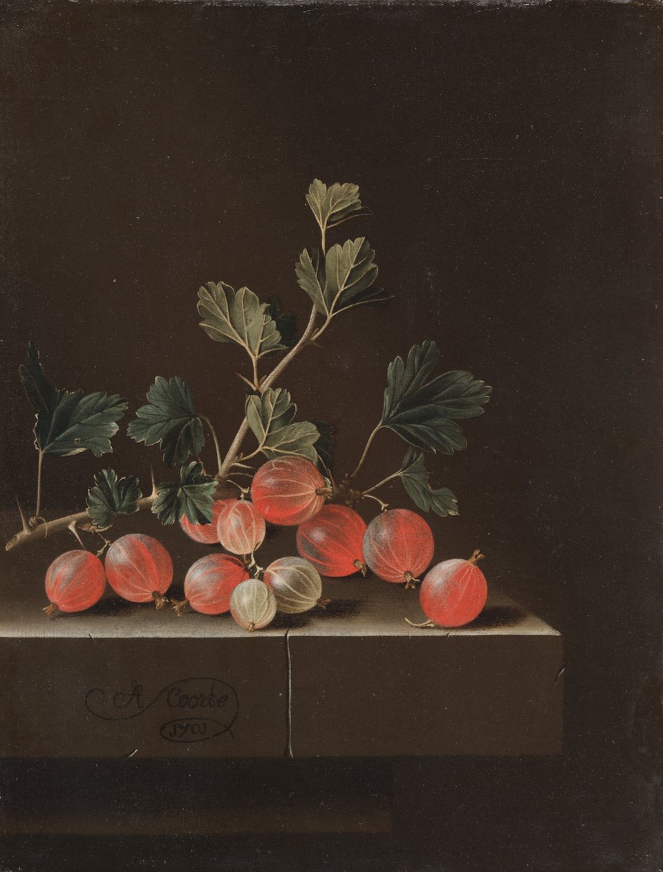 Karviaisia pöydällä, 1701 tekijältä Adrian Coorte