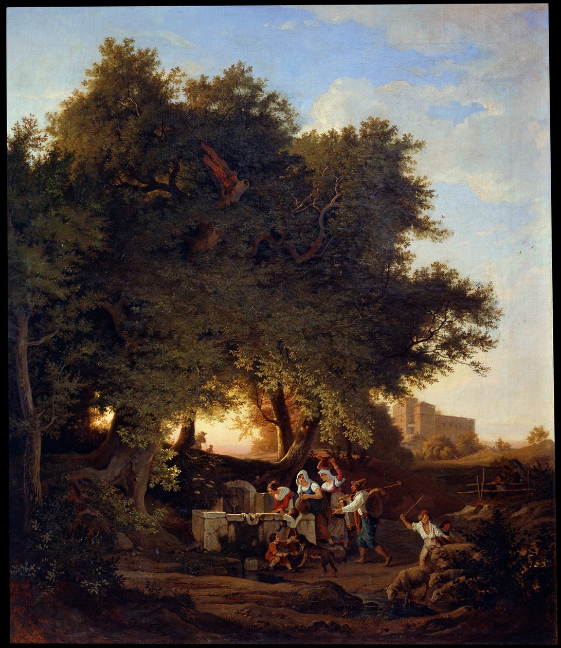 Kaivolla, 1800-luku. tekijältä Adrian Ludwig Richter