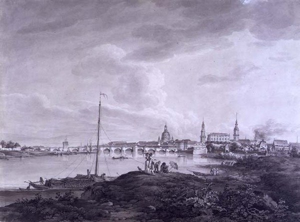 View ng Dresden, c.1788 (tinta at hugasan sa ibabaw ng grapayt sa papel)finn tekijältä Adrian Zingg