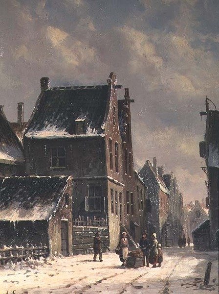 Hollantilainen kaupunki talvella tekijältä Adrianus Eversen