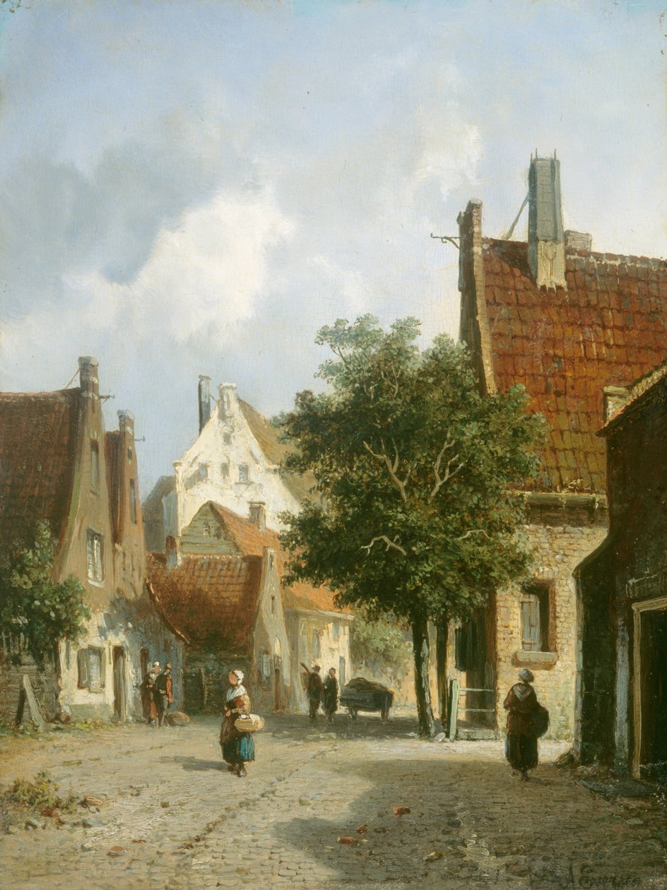Amsterdamin katukuva (öljy puulle) tekijältä Adrianus Eversen