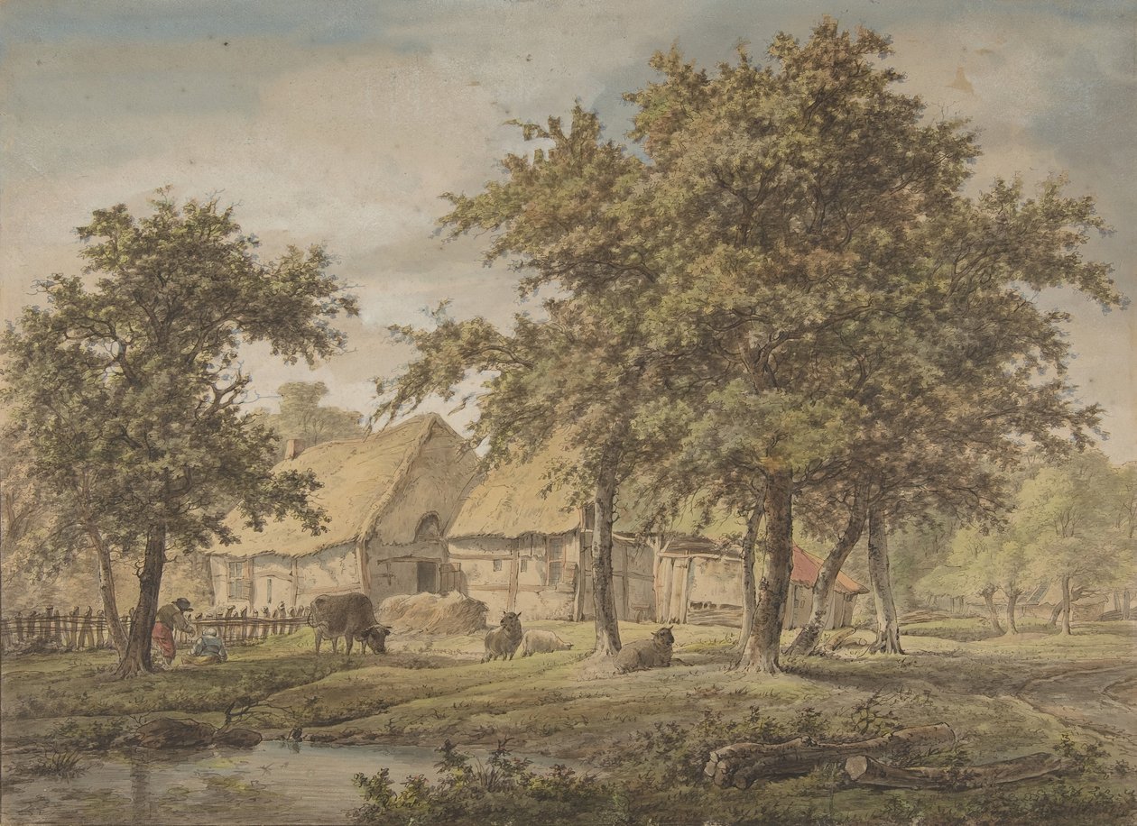 Maisema maalaistalon kanssa, 1757-1837. tekijältä Adrianus de Visser
