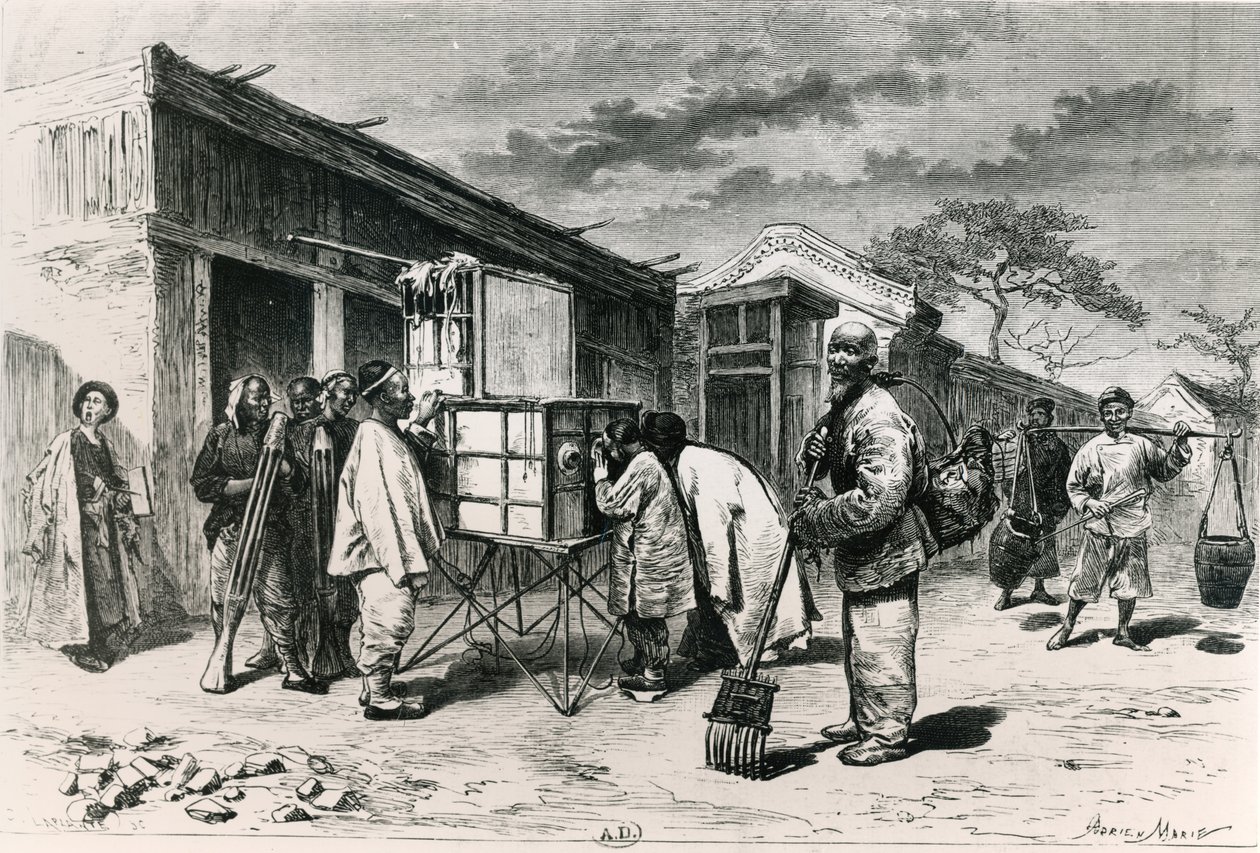 Dioraama tiellä Pekingissä, 1873 tekijältä Adrien Emmanuel Marie