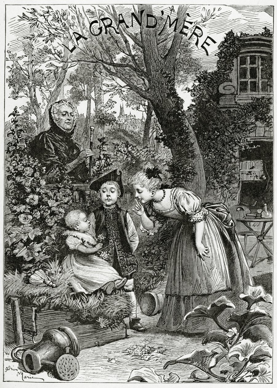 Isoäiti, 1800-luku (bw-kaiverrus) tekijältä Adrien Emmanuel Marie