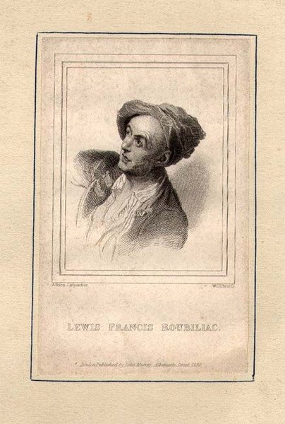 Louis Francois Roubillacin (1702-62) muotokuva, kaiverrettu W.C. Edwards tekijältä Adrien (after) Carpentiers