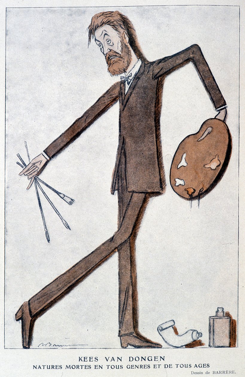 Sarjakuva Kees Van Dongenista (1877-1968), saksalaista alkuperää olevasta ranskalaisesta taidemaalarista. Barrèren piirustus "" Fantasio" -julkaisussa 15.10.1921 tekijältä Adrien Barrere