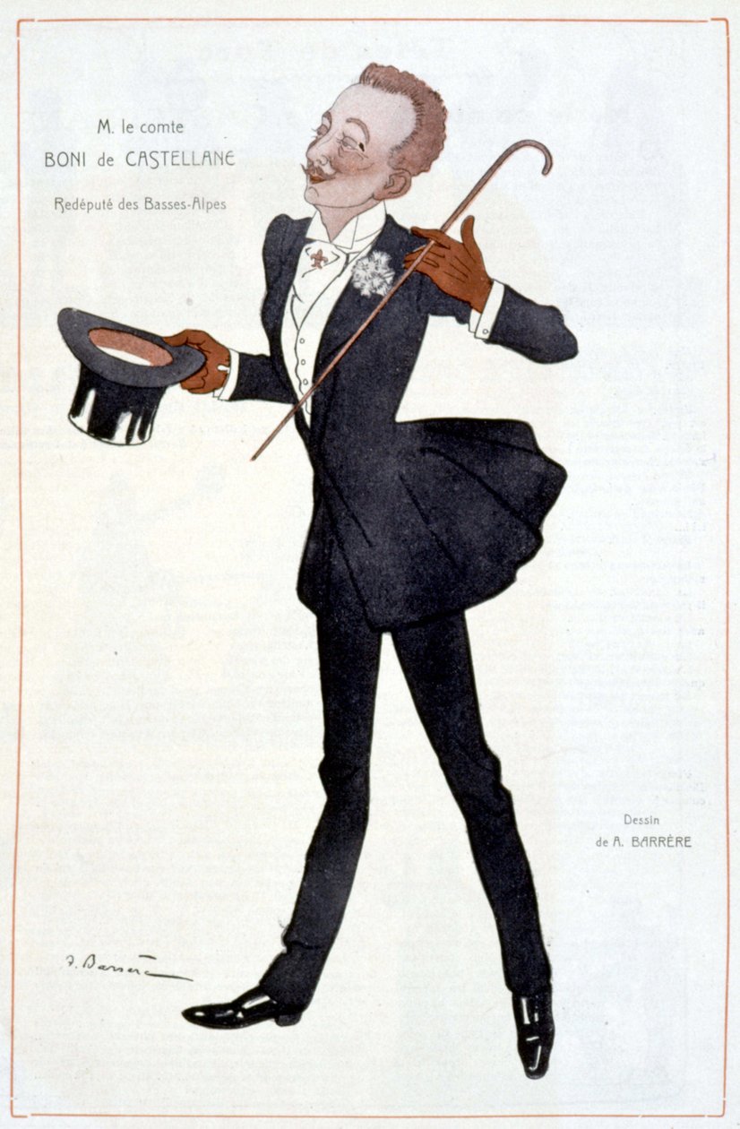 Castellanen kreivi Bonin sarjakuva - Adrien Barreren (1877-1931) kuvitus elokuvassa "" Fantasio"" tekijältä Adrien Barrere