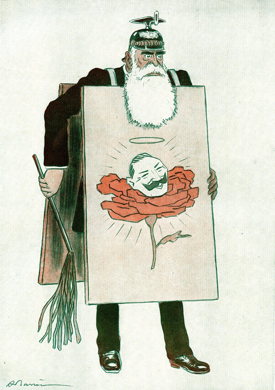 Kreikan pääministeri Stephanos Skouloudisin (1836-1928) sarjakuva Adrien Barreren (1874-1931) piirros Fantasiossa 10.1.1916 tekijältä Adrien Barrere