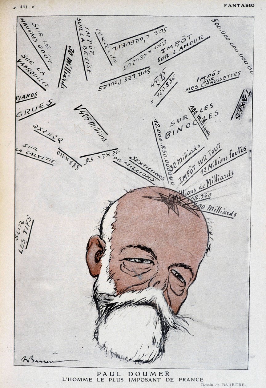 Sarjakuva Paul Doumer - kuvitus Adrien Barrere (1877-1931) elokuvassa "" Fantasio" 15.5.1921 tekijältä Adrien Barrere