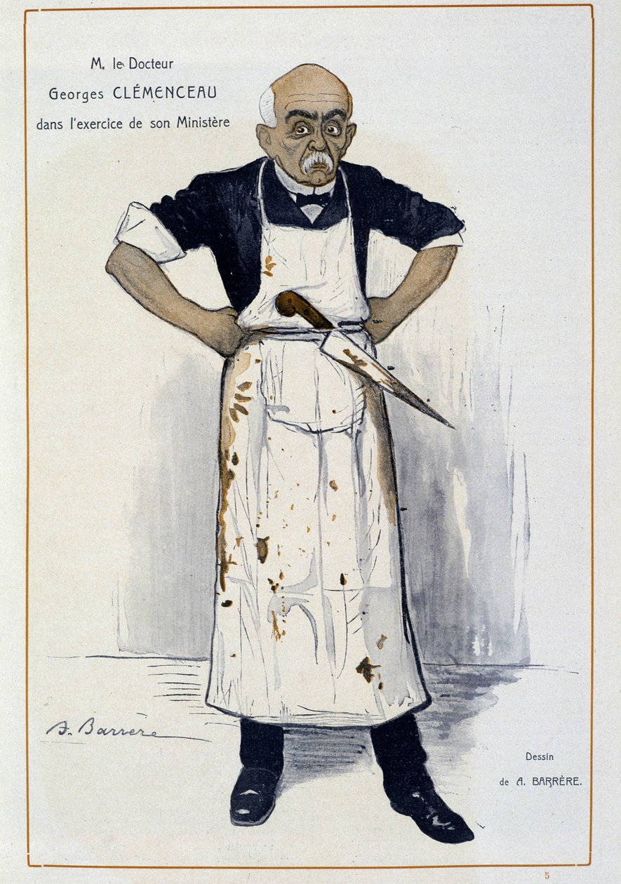 Clémenceau teurastajana - Barrère, elokuvassa "" Fantasio"" 10.1.1906 tekijältä Adrien Barrere