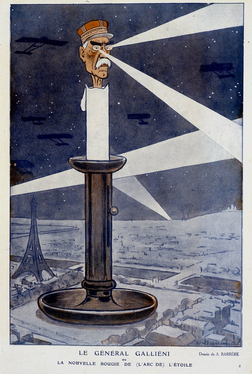 Kenraali Gallieni tai uusi kynttilä (tähden keulasta). Fantasiossa 12.01.1915. Piirustus A. Barrère. tekijältä Adrien Barrere