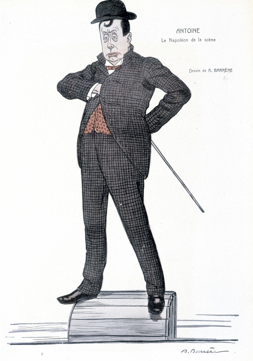 Andre Antoinen (1858-1943), ranskalaisen ohjaajan, näyttelijän, teoreetikon ja teatteriohjaajan muotokuva - A. Barreren piirustus - elokuvassa "" Fantasio"", 1.6.1907. tekijältä Adrien Barrere