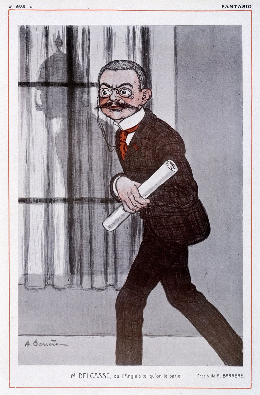 Muotokuva Theophile Delcassesta (1852-1923), Ranskan ulkoministeri elokuvassa "" Fantasio"" - Adrien Barreren (1877-1931) kuvitus - tekijältä Adrien Barrere