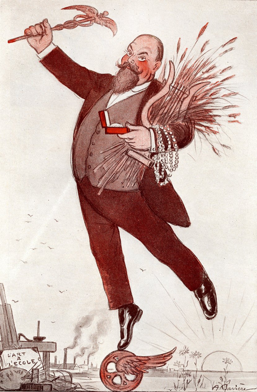 Runoilijan ja poliitikon Maurice Couyban (1866-1931) muotokuva (Maurice Boukay) - Adrien Barreren (1874-1931) piirros piirtää "" FANTASIO""" vuodelta 1911 tekijältä Adrien Barrere