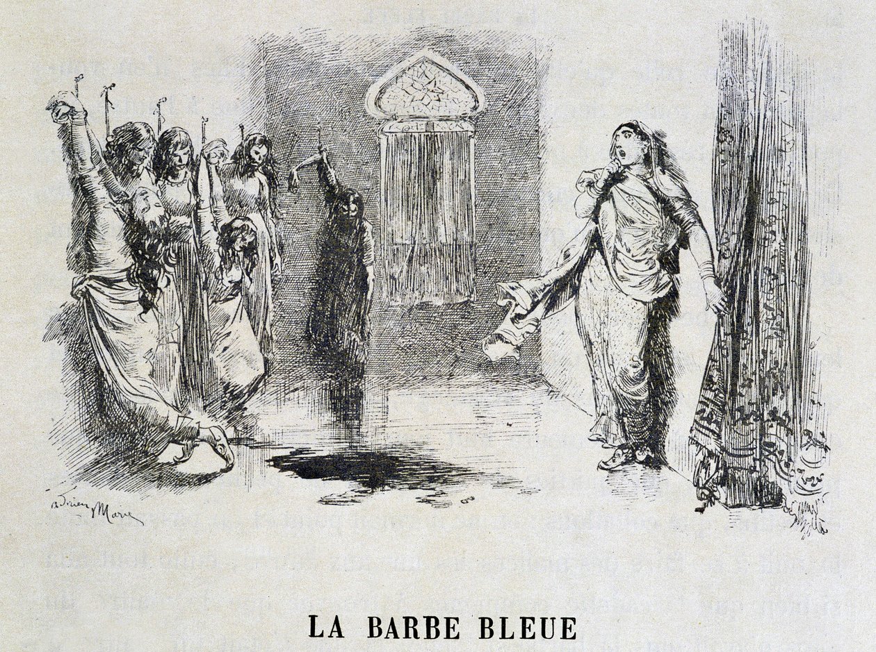 Beard Bleue - Charles Perraultin elokuvassa "Les Tales de Fées", kuvitus Adrien Marie tekijältä Adrien Emmanuel Marie