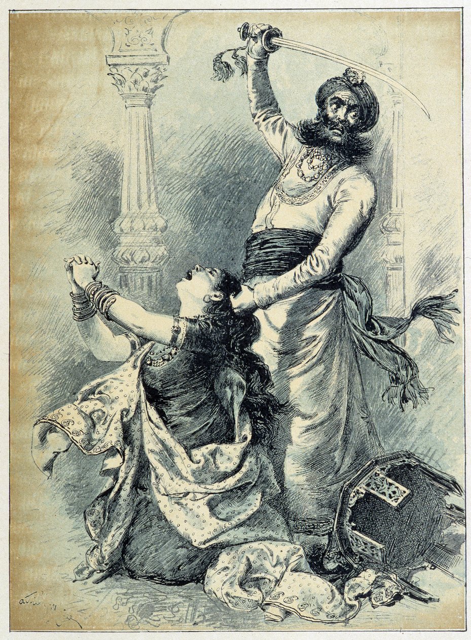Beard Bleue - Charles Perraultin elokuvassa "Les Tales de Fées", kuvitus Adrien Marie tekijältä Adrien Emmanuel Marie