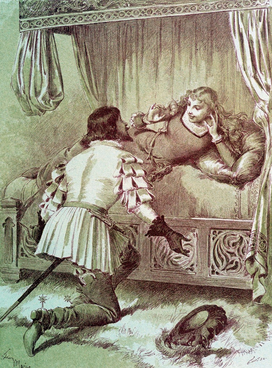Prinsessa oleva kaunotar - Charles Perraultin elokuvassa "Les Contes de Fées", kuvitus Adrien Marie tekijältä Adrien Emmanuel Marie