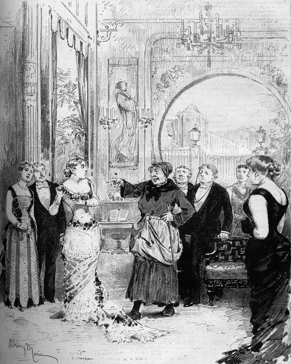 Teatteriesitys: William Busnachin (1832-1907) "Nana" Emile Zolan (1840-1902) ja Louise Massinin (1847-1901) (Nana) ja Melle Honorinen (Pomare) jälkeen. Pariisi, Theatre de l
