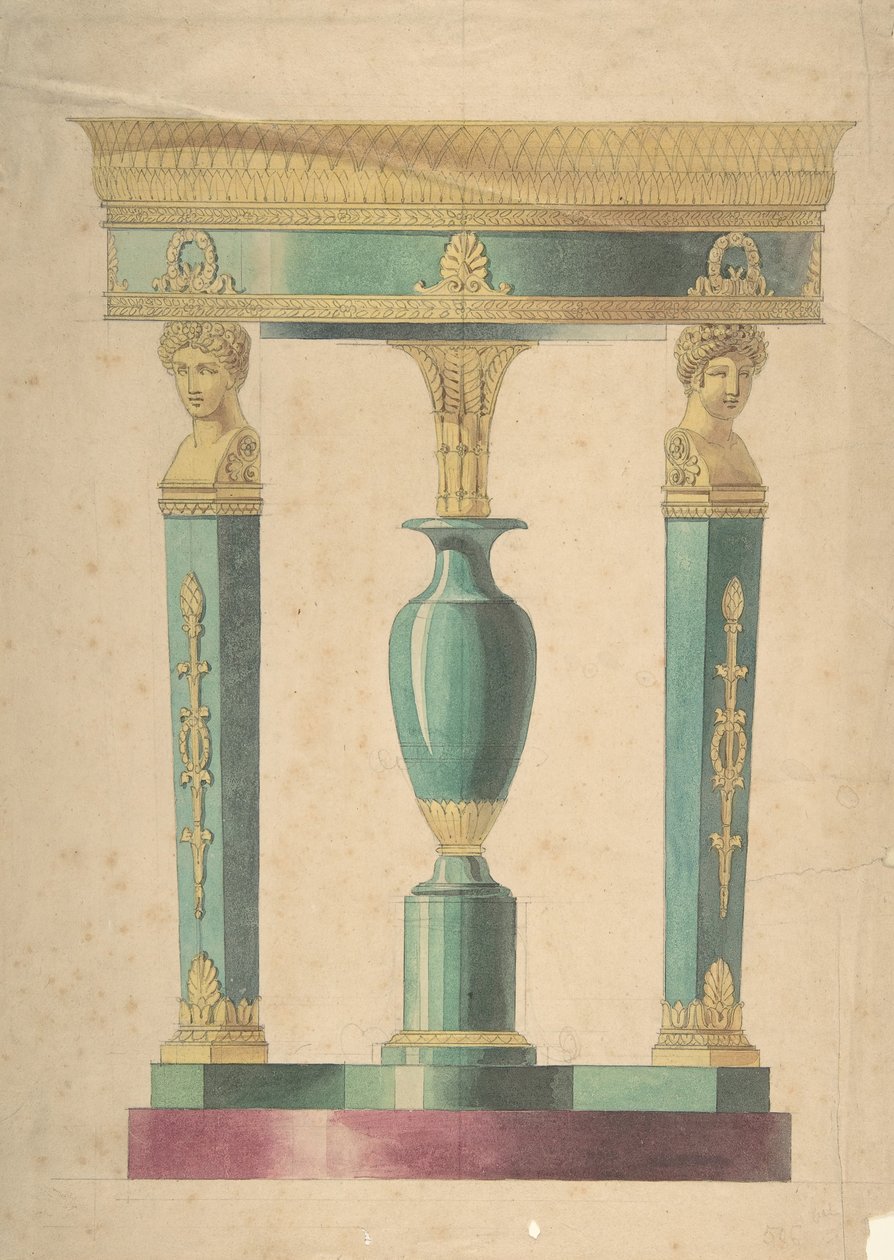 Suunnittelu pöydälle, 1800-luvun alku. tekijältä Adrien Louis Marie Cavelier.