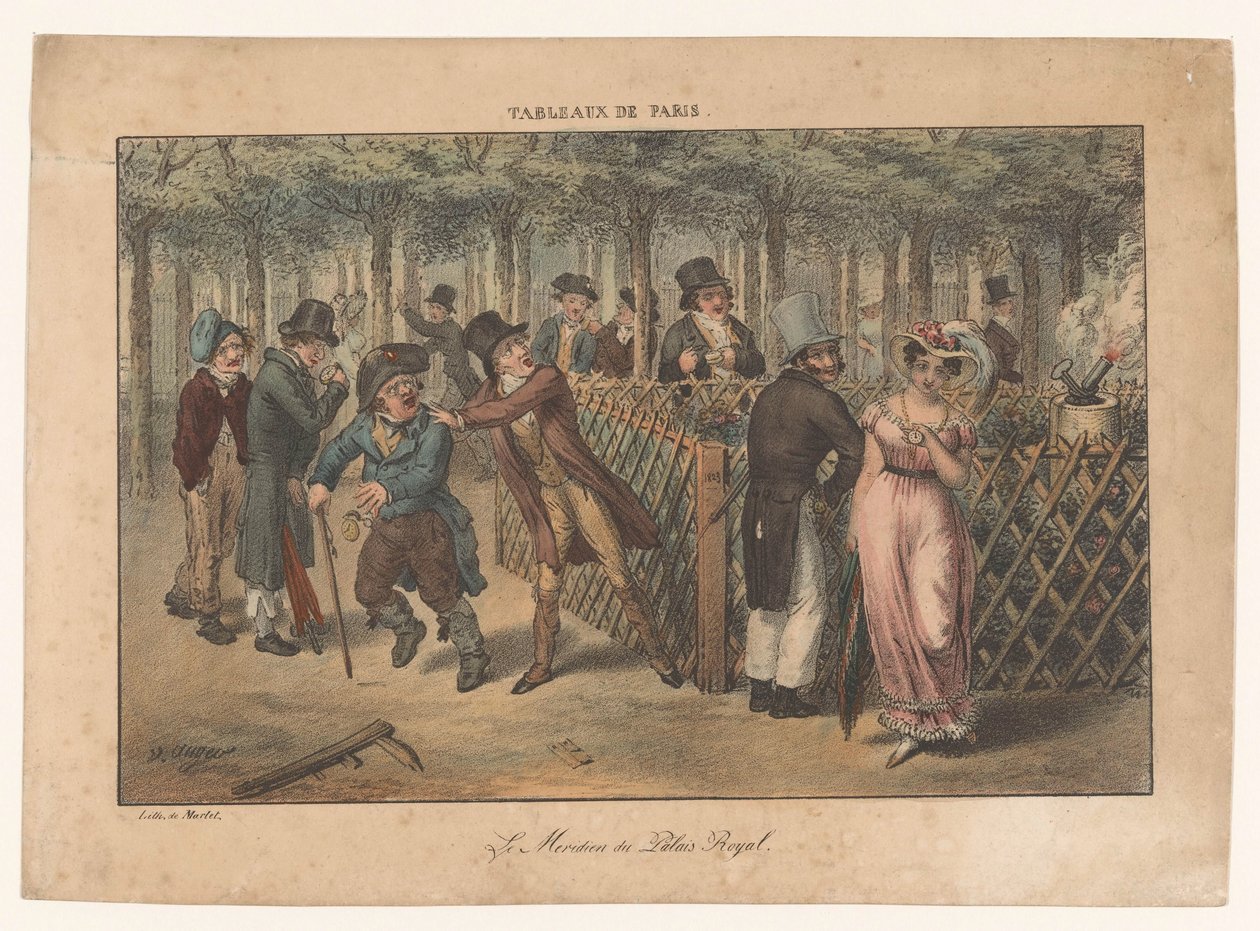 Palais-Royalin aurinkokello Le Meridien du Palais Royal Pariisin kohtaukset (sarjan nimi) Tableaux de Paris (sarjan nimi esineellä) tekijältä Adrien Victor Auger