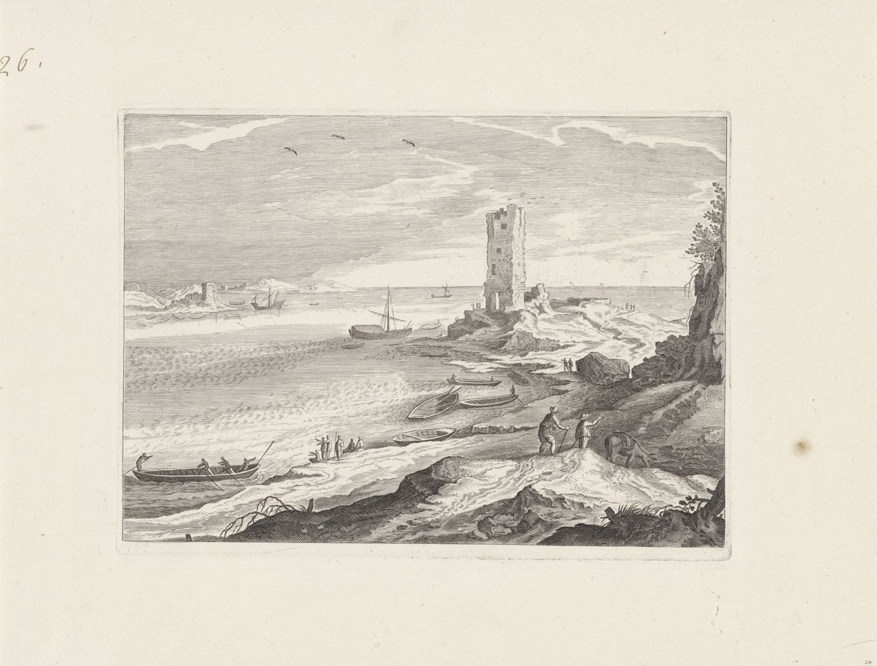 Merimaisema tornin raunioineen tekijältä Aegidius Sadeler (II) (attributed to)