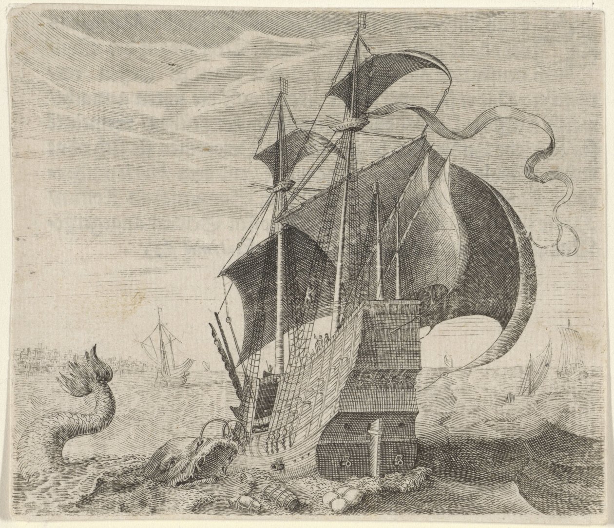 Fable of the Ship and the Whale tekijältä Egidius  Sadeler (II)