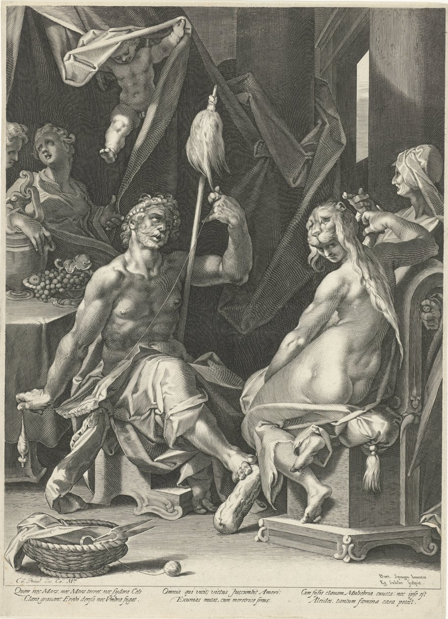 Hercules Omphalessa tekijältä Egidius  Sadeler (II)