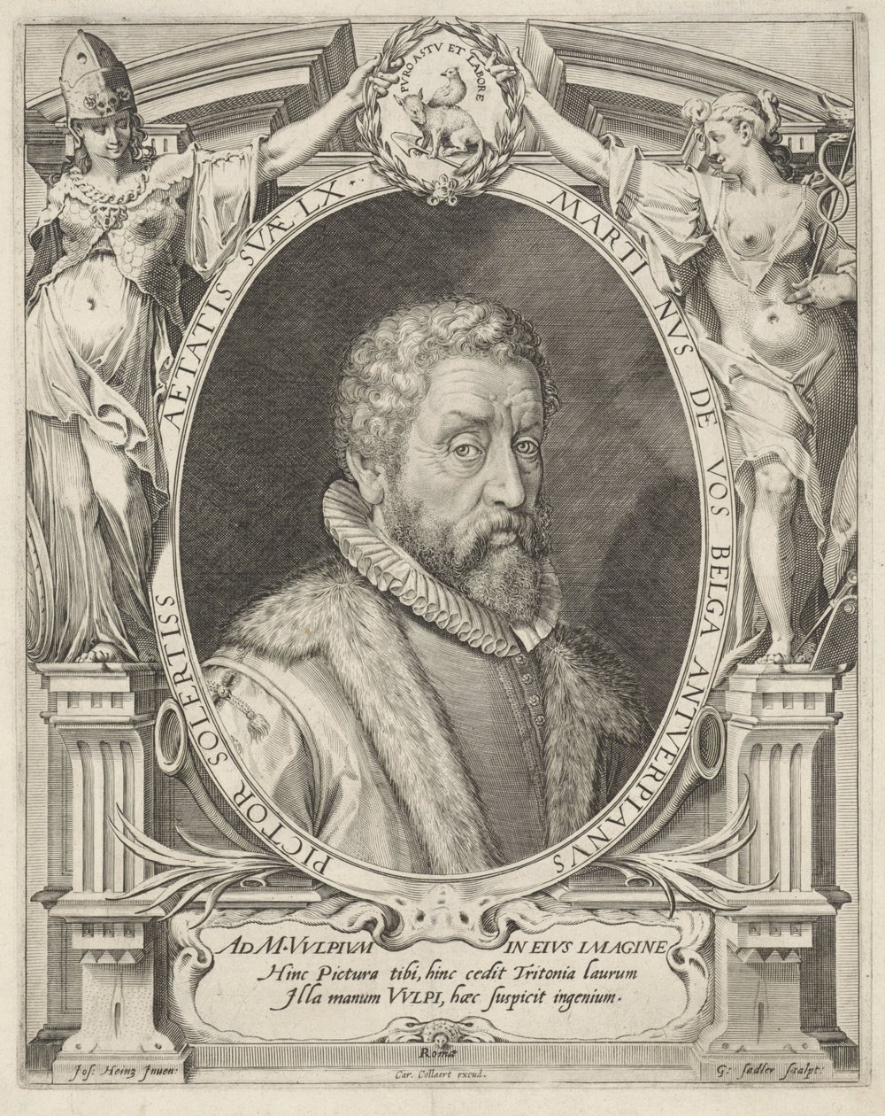 Muotokuva Maerten de Vosista 60-vuotiaana tekijältä Egidius  Sadeler (II)