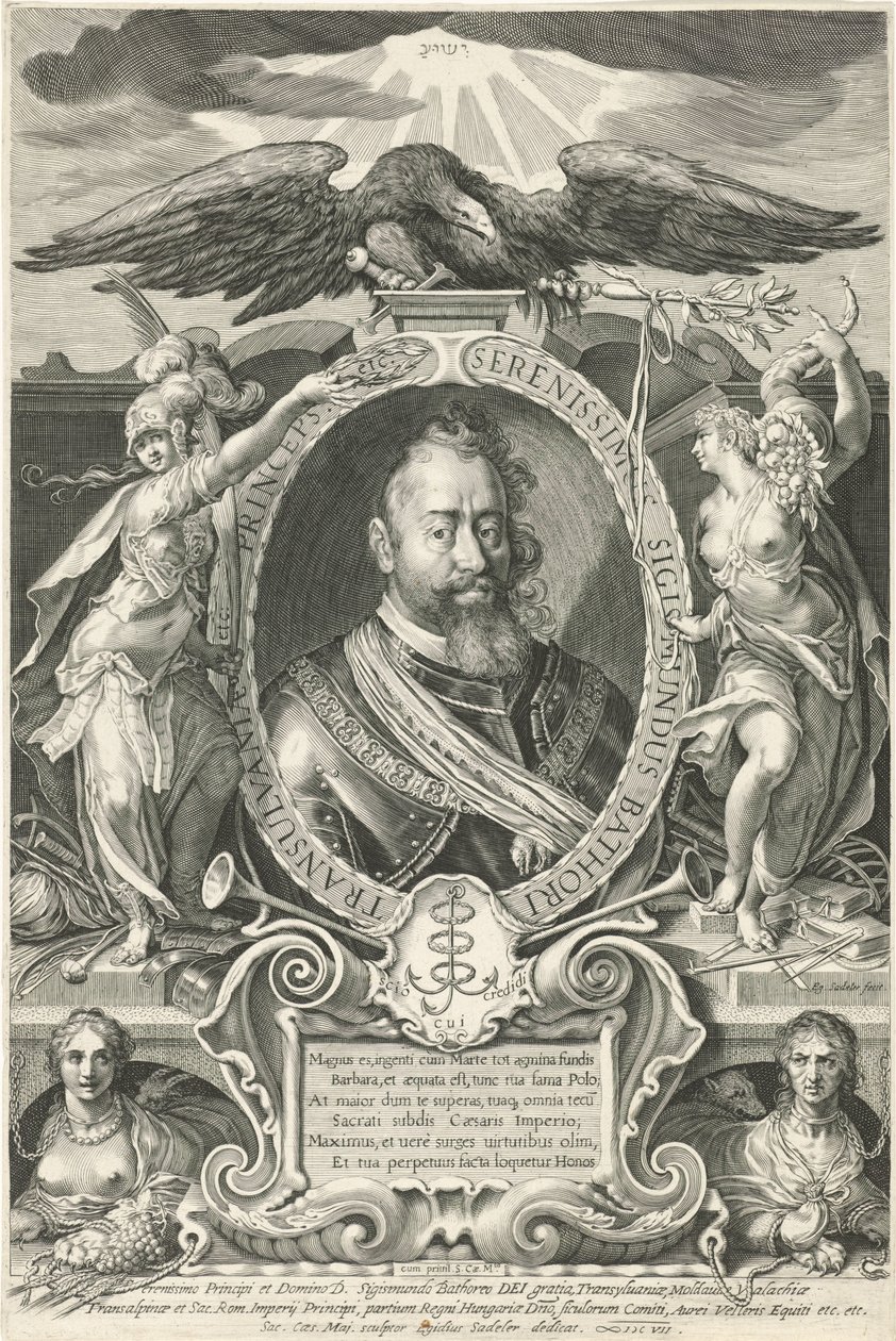 Transilvanian ruhtinas Sigismund Báthoryn muotokuva tekijältä Egidius  Sadeler (II)