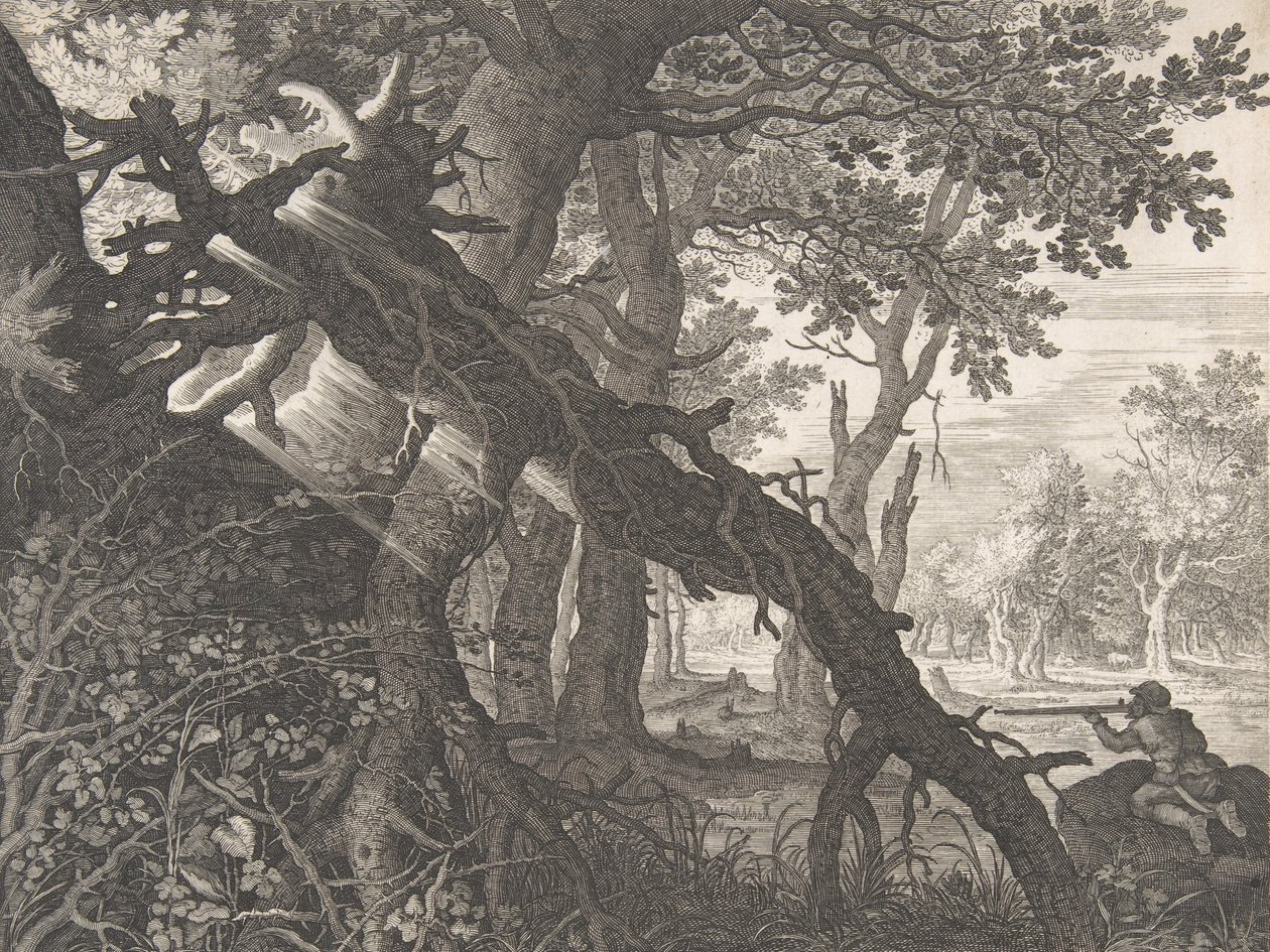 Metsä ja kaninmetsästys,.n.d. tekijältä Aegidius Sadeler II