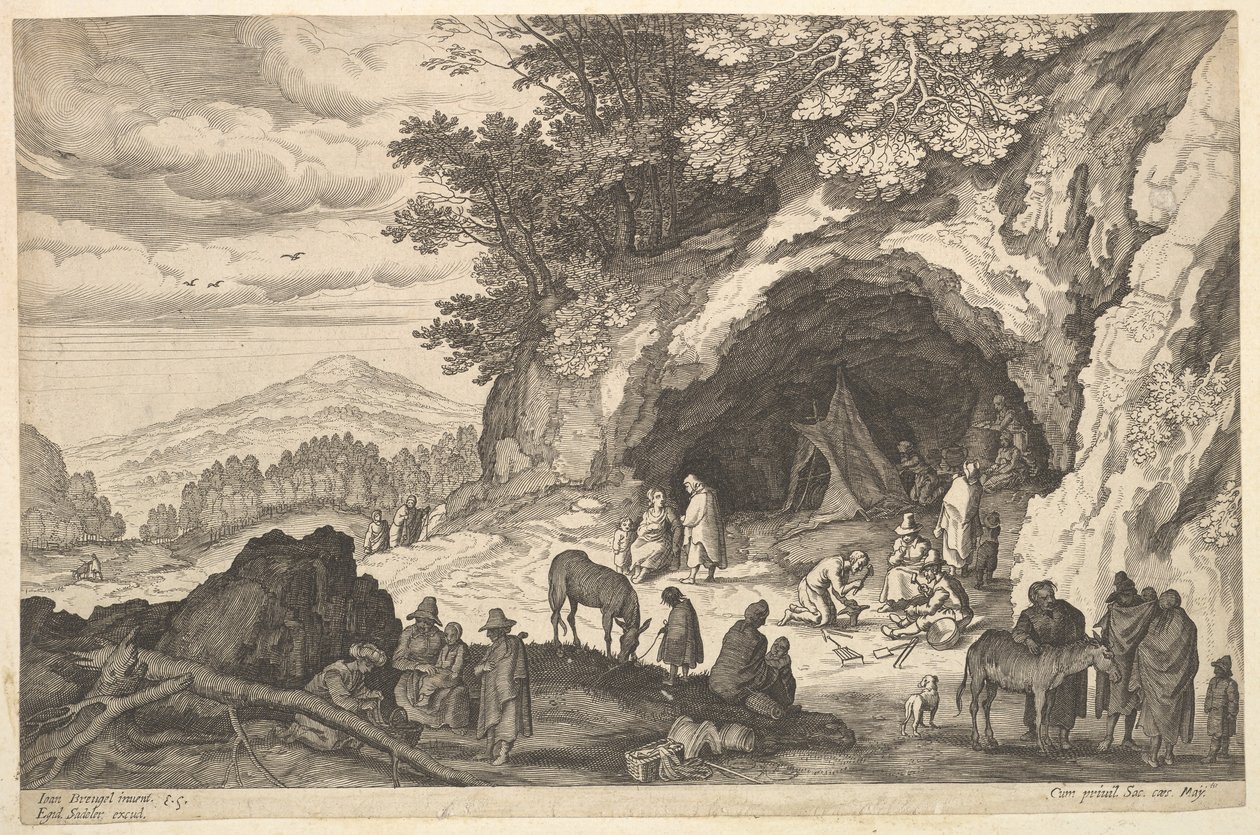Maisema Gypsy Campin kanssa, n.d. tekijältä Aegidius Sadeler II