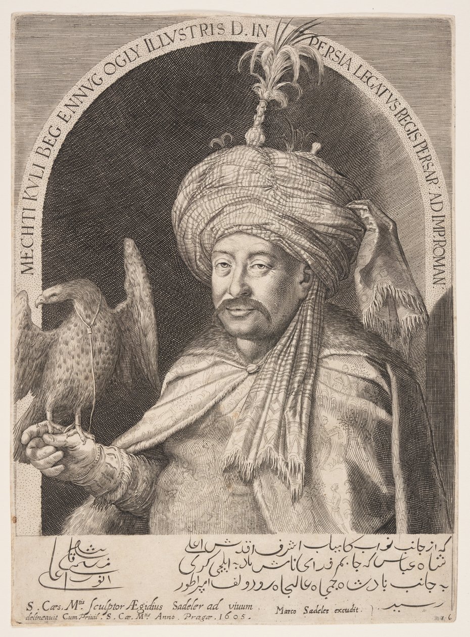 Mechti Kuli Beg (Mehdi Quli Beg), Persian suurlähettiläs Prahassa. tekijältä Aegidius Sadeler II