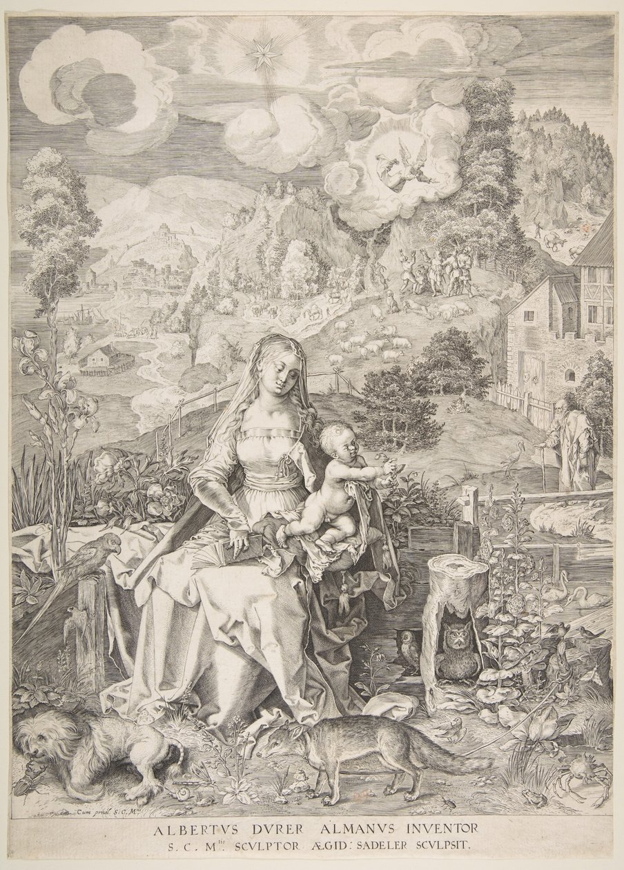 Neitsyt ja lapsi maisemassa, n. 1597. tekijältä Aegidius Sadeler II