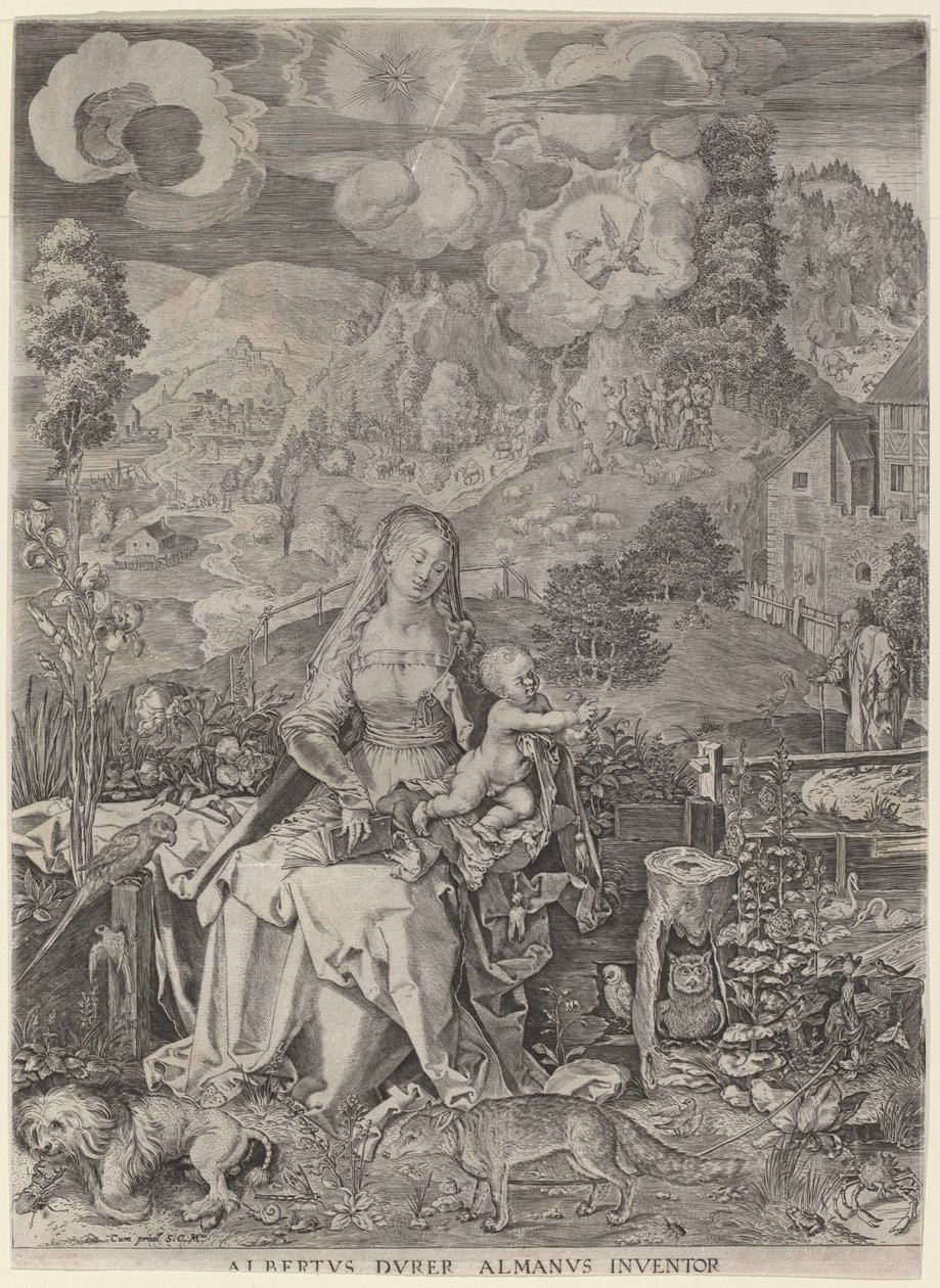 Neitsyt ja lapsi maisemassa tekijältä Aegidius Sadeler II after Albrecht Dürer