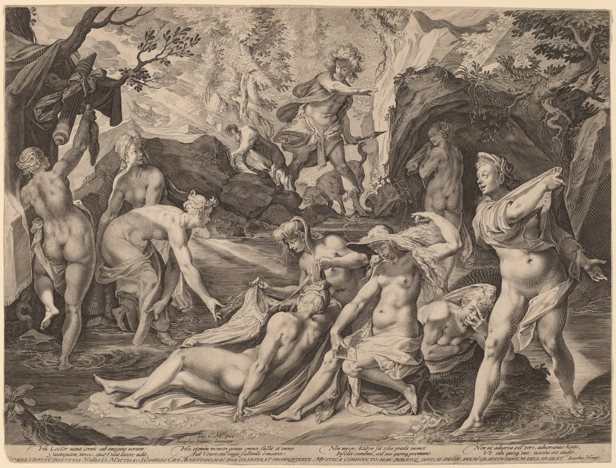 Diana yllättynyt Actaeonista tekijältä Aegidius Sadeler II after Joseph Heintz the Elder