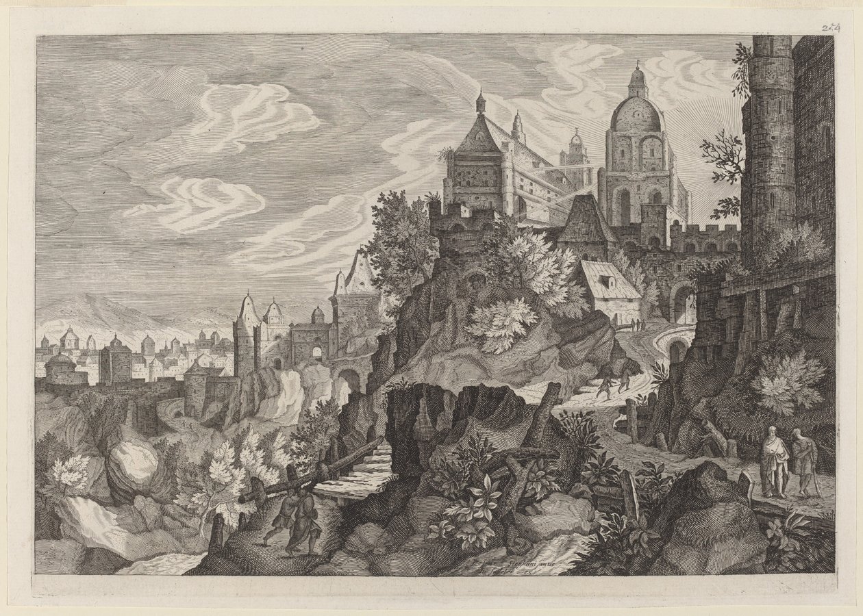 Rocky Maisema Böömissä tekijältä Aegidius Sadeler II after Pieter Stevens