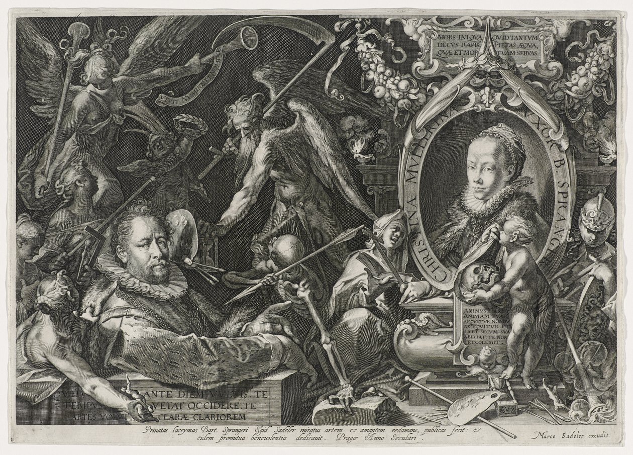 Bartholomaeus Spranger ja hänen vaimonsa Christina Muller, 1600 (kaiverrus paperille) tekijältä Aegidius Sadeler or Saedeler