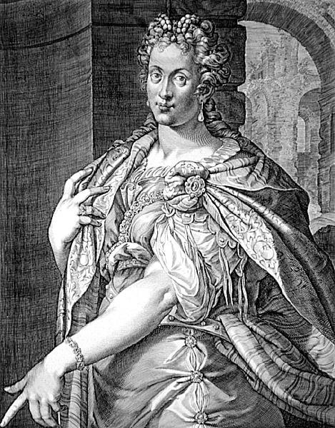Flavia Domicilla Vespasianuksen vaimo (kaiverrus) tekijältä Aegidius Sadeler or Saedeler
