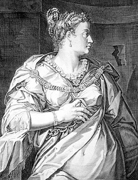 Petronia, Vitellin ensimmäinen vaimo (kaiverrus) tekijältä Aegidius Sadeler or Saedeler