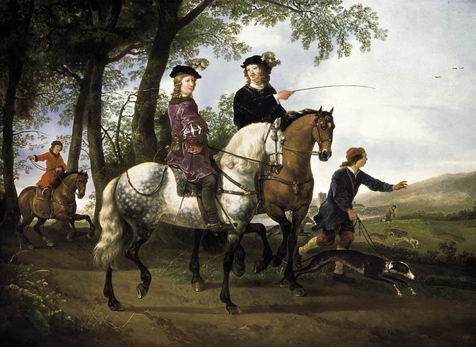 Maisema metsästyksen kanssa tekijältä Aelbert Cuyp