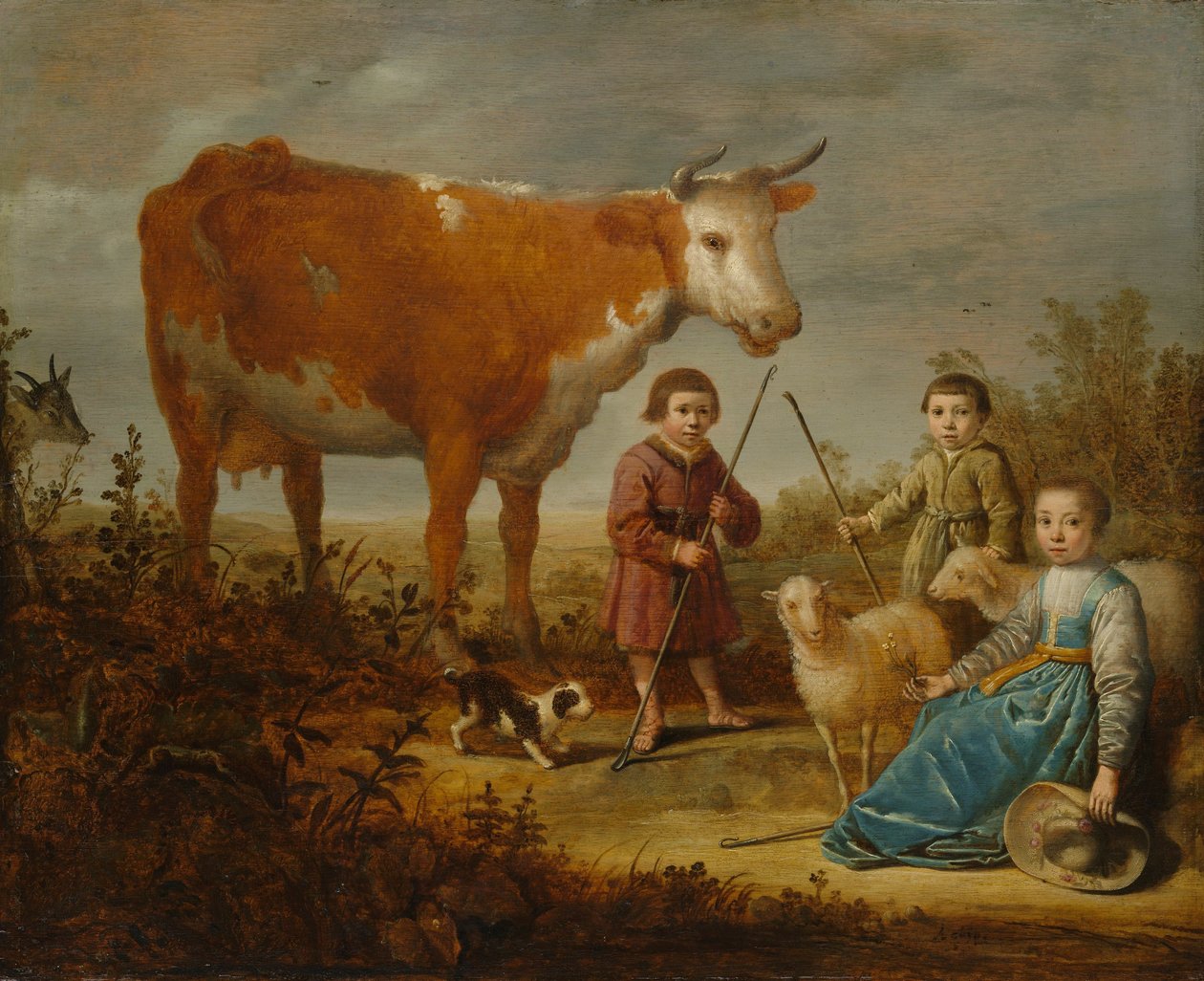 Lapset ja lehmä, 1635-39 tekijältä Aelbert Cuyp