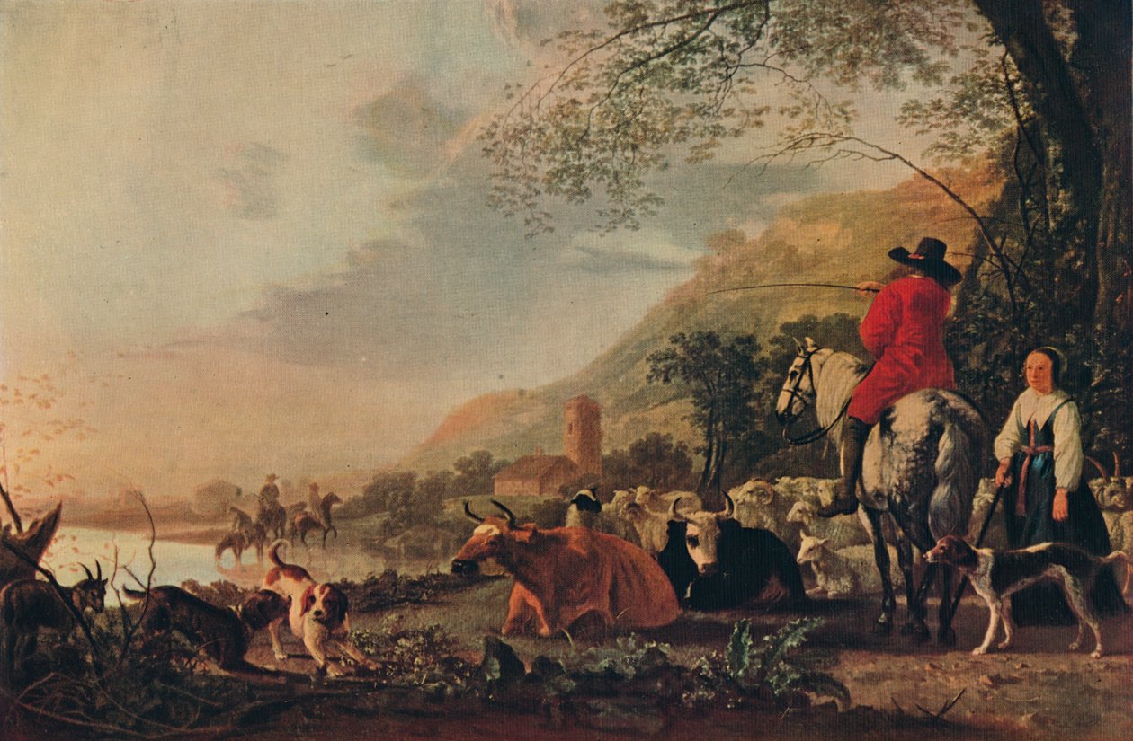 Mäkinen maisema hahmoineen, c1655 tekijältä Aelbert Cuyp