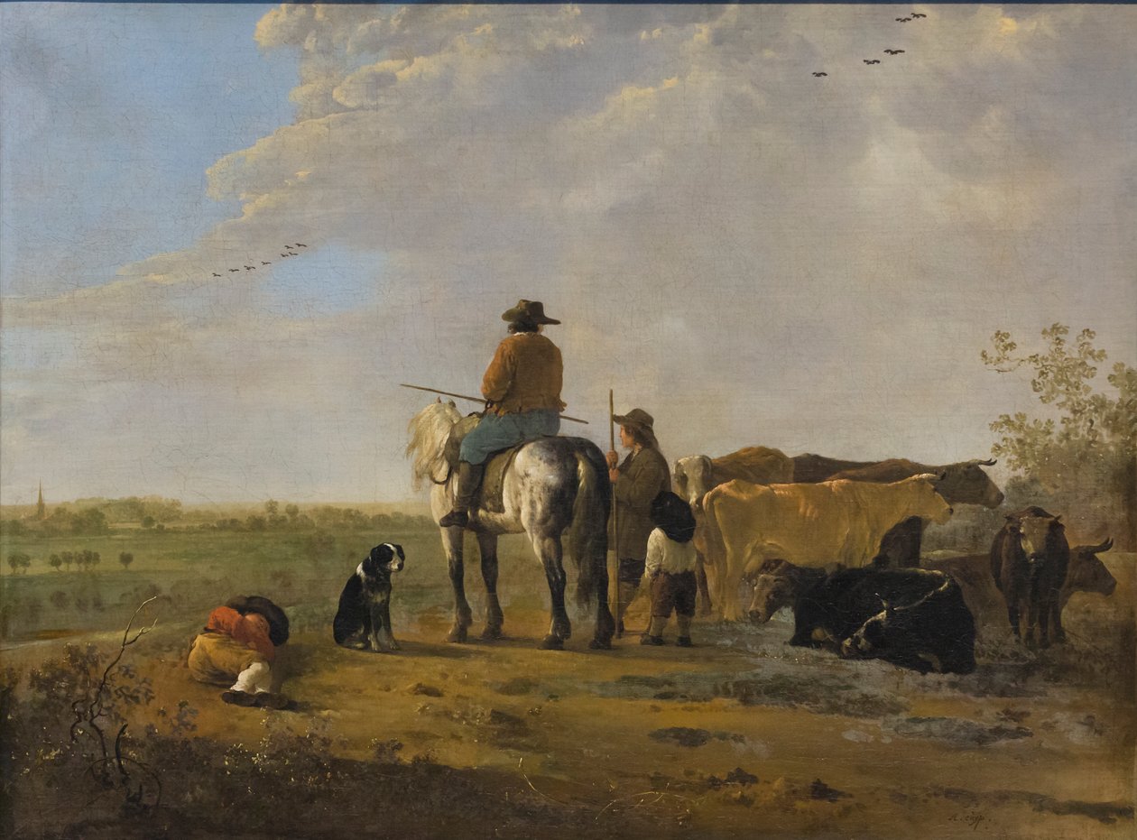 Maisema ratsumiehen kanssa, noin 1655-60 (öljy kankaalle). tekijältä Aelbert Cuyp