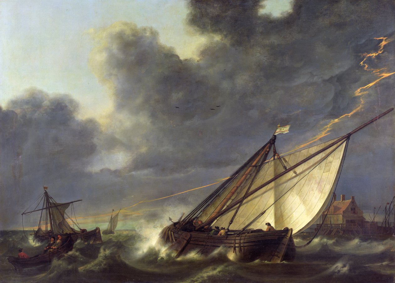 Veneitä Hollannin suistossa Kuole myrskyssä tekijältä Aelbert Cuyp