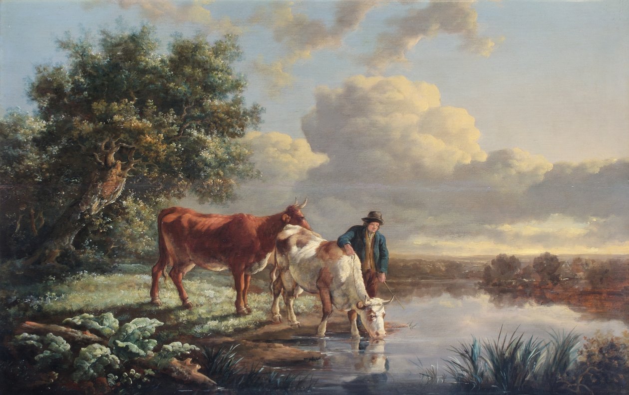 Karjan juominen joen reunalla tekijältä Aelbert Cuyp