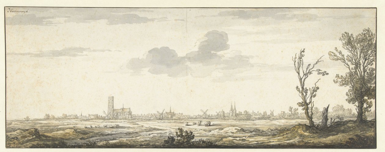 Näkymä Harderwijkille Harderwijk. (otsikko esineessä) tekijältä Aelbert Cuyp